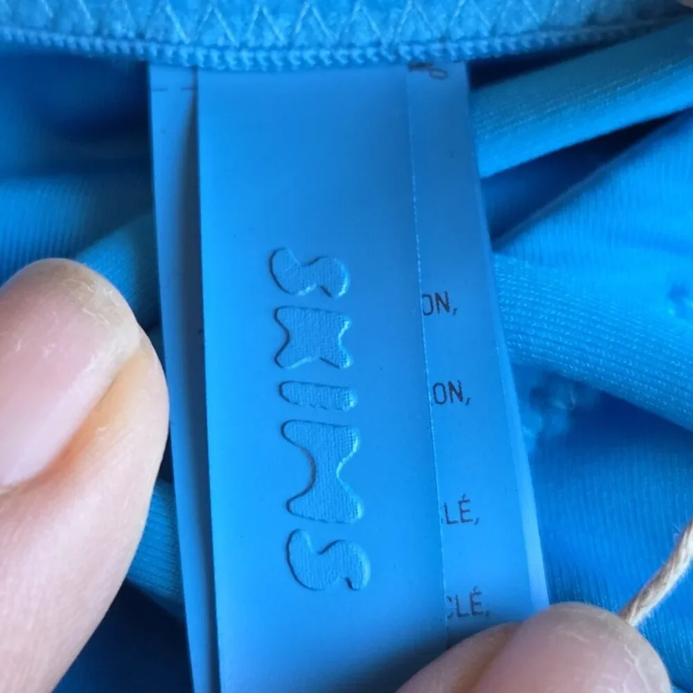 SKIMS Swim Long Sleeve Bikini Top Turquoise Size Small NWT